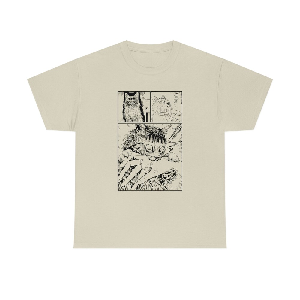 Anime Merch, Horror Manga Shirt For Manga Fans, T Shirt Dark Manga Cat