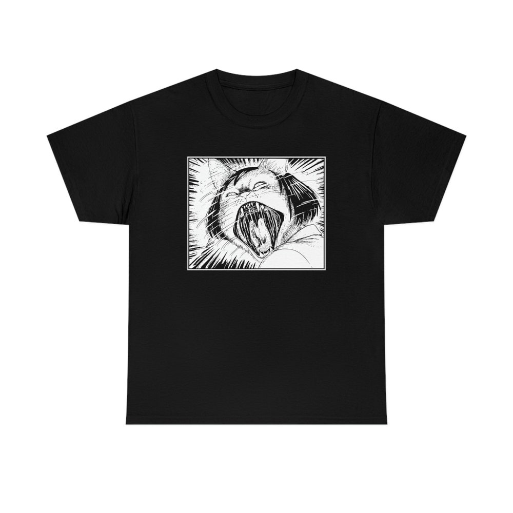 Horror Manga Cat T-Shirt: Creepy Gothic Unisex Tee