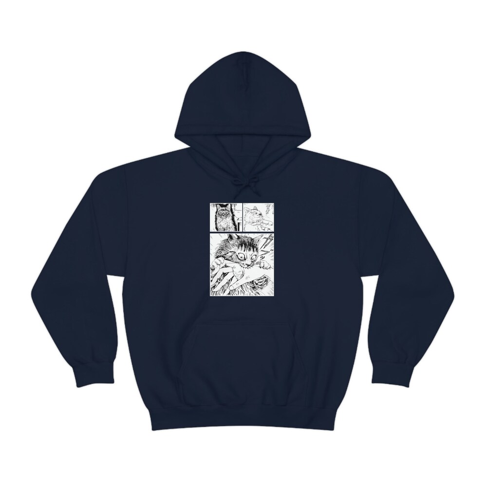 Manga Cat Unisex Hoodie: Dark Anime Gothic Style