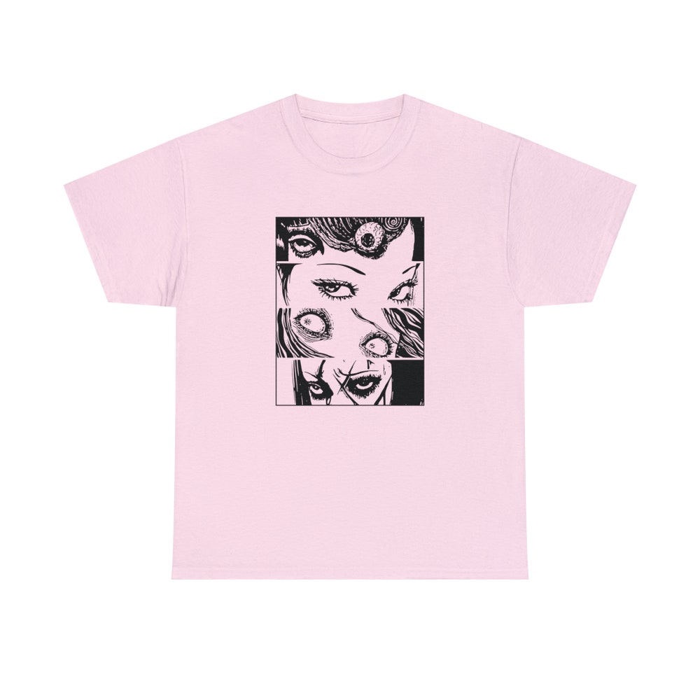 Creepy Manga Girl Shirt: Gothic Horror Eyes Unisex Tee - Image 3