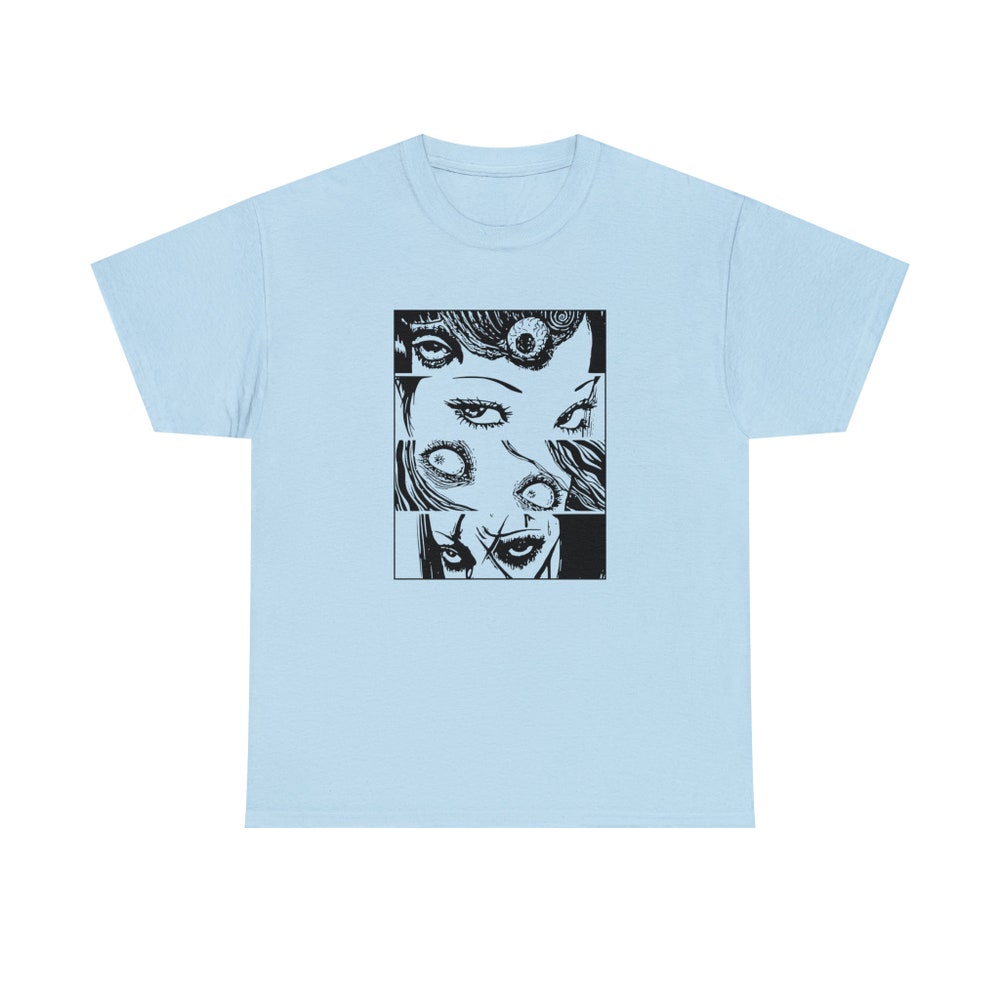 Creepy Manga Girl Shirt: Gothic Horror Eyes Unisex Tee - Image 5