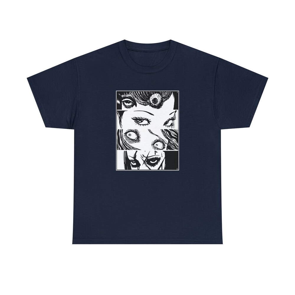 Creepy Manga Girl Shirt: Gothic Horror Eyes Unisex Tee - Image 6