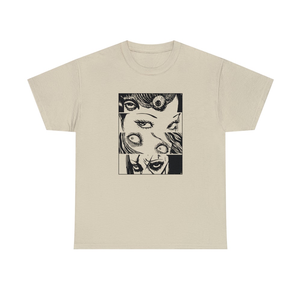 Creepy Manga Girl Shirt: Gothic Horror Eyes Unisex Tee