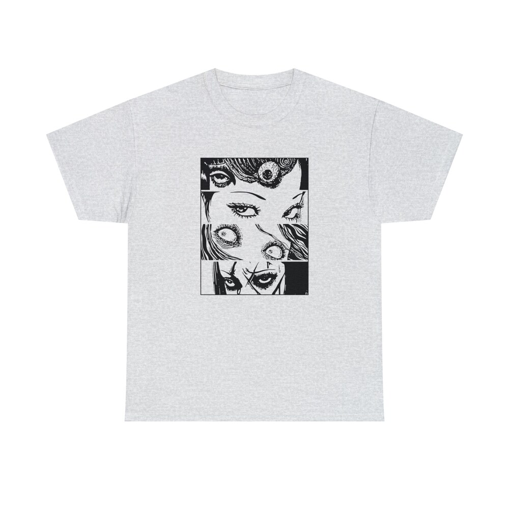 Creepy Manga Girl Shirt: Gothic Horror Eyes Unisex Tee - Image 4