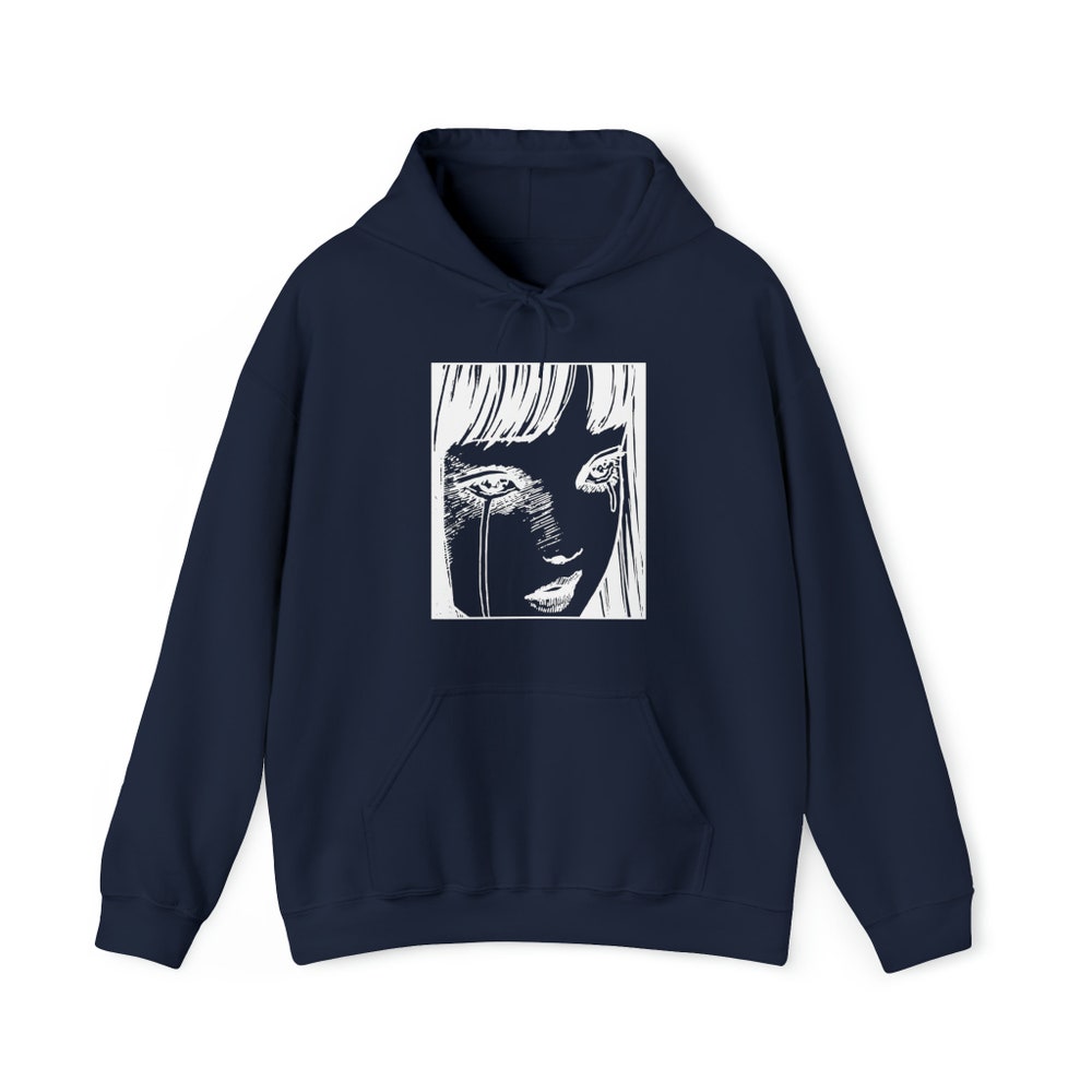 Horror Manga Girl Hoodie: Creepy Gothic Tears Graphic - Image 2
