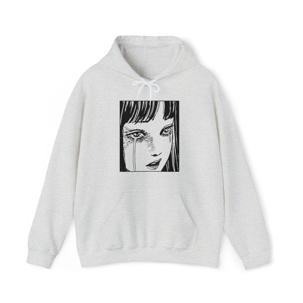 Horror Manga Girl Hoodie: Creepy Gothic Tears Graphic - Image 4