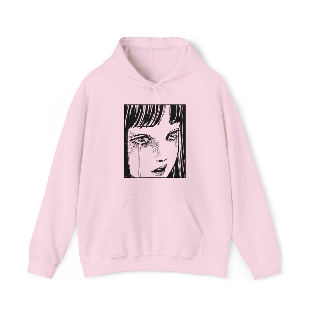 Horror Manga Girl Hoodie: Creepy Gothic Tears Graphic - Image 5