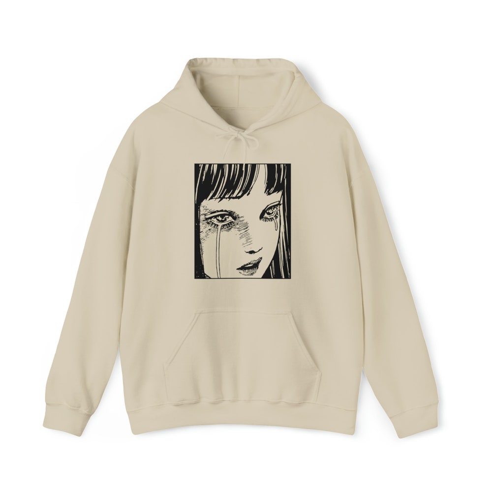Horror Manga Girl Hoodie: Creepy Gothic Tears Graphic