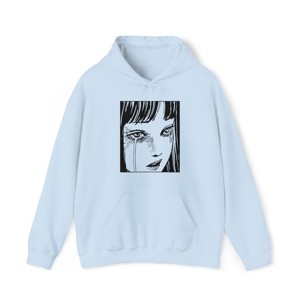 Horror Manga Girl Hoodie: Creepy Gothic Tears Graphic - Image 6