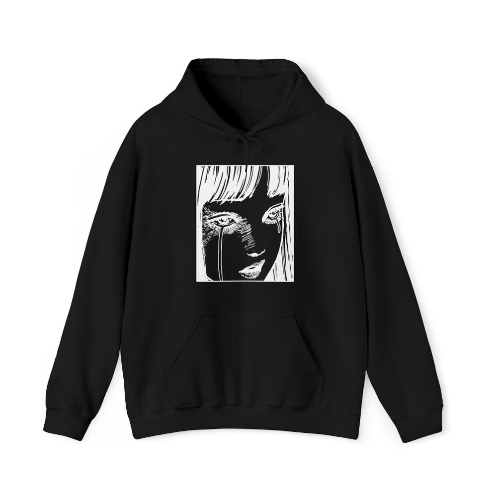 Horror Manga Girl Hoodie: Creepy Gothic Tears Graphic - Image 3
