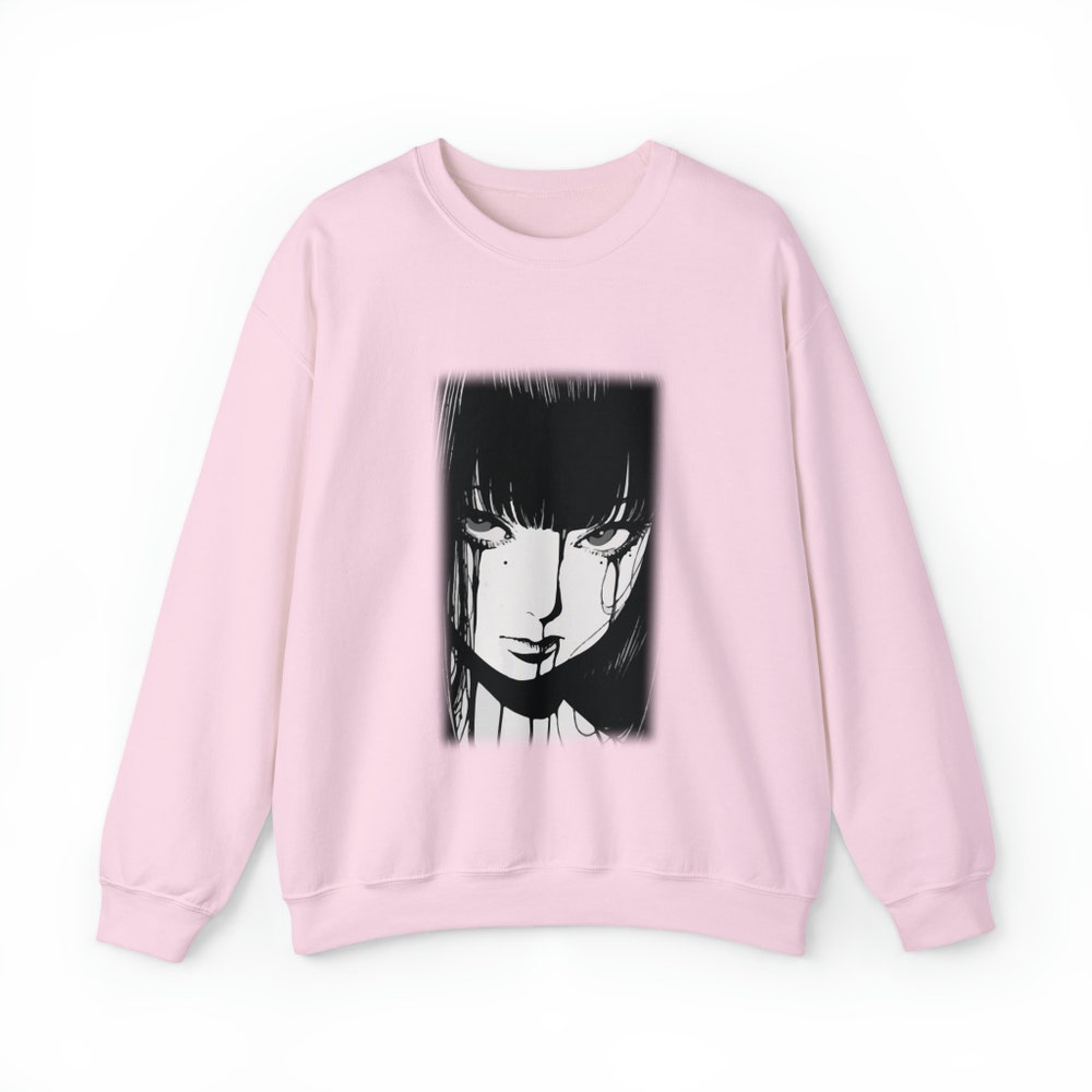 Creepy Manga Girl Sweatshirt: Unisex Gothic Horror Style - Image 3