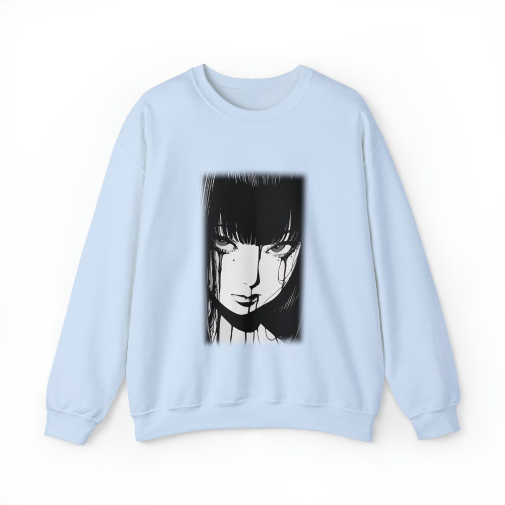 Creepy Manga Girl Sweatshirt: Unisex Gothic Horror Style - Image 5