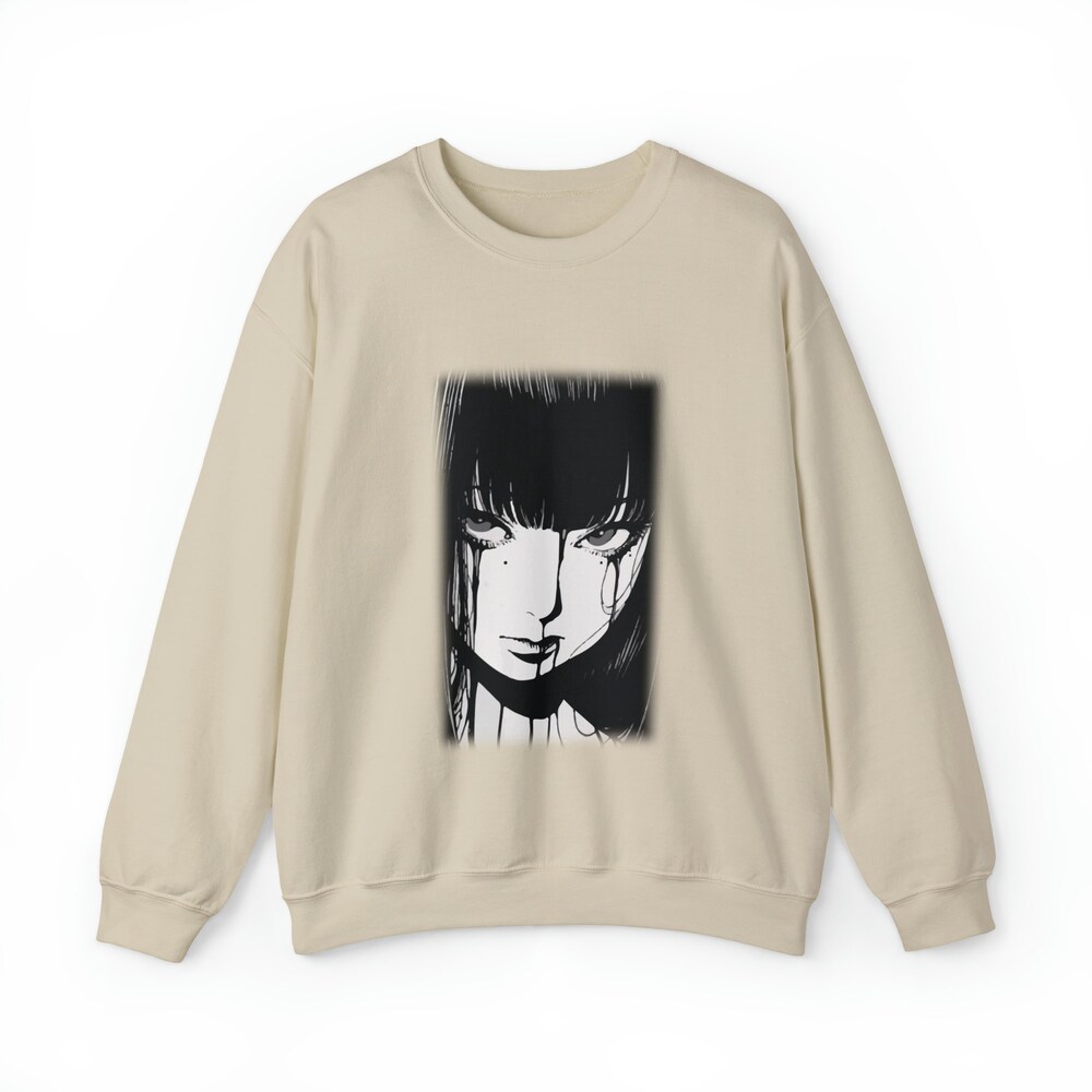 Creepy Manga Girl Sweatshirt: Unisex Gothic Horror Style - Image 6