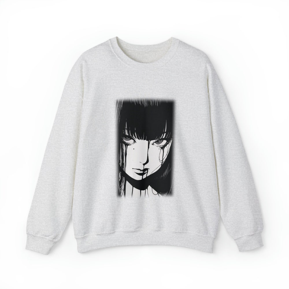 Creepy Manga Girl Sweatshirt: Unisex Gothic Horror Style - Image 2