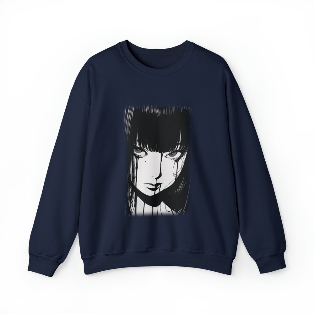 Creepy Manga Girl Sweatshirt: Unisex Gothic Horror Style - Image 4