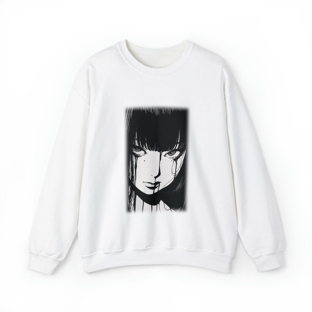 Creepy Manga Girl Sweatshirt: Unisex Gothic Horror Style