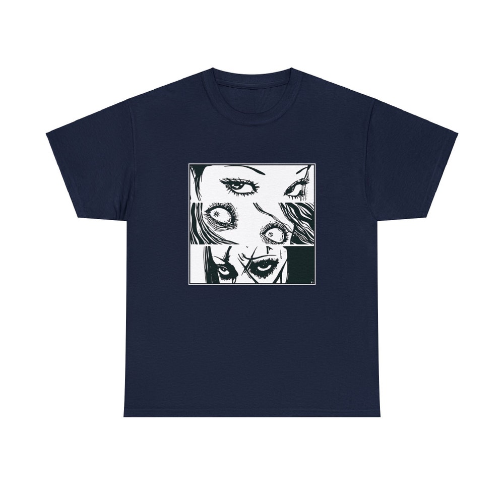 Horror Manga Creepy Girls Eyes T-Shirt - Image 4